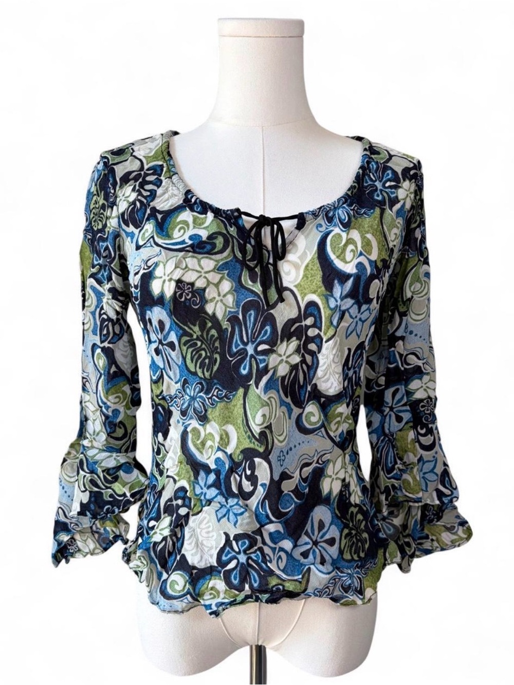 Charlotte Russe Vintage Y2K Groovy Floral Patterned Blouse Whimsy Early 2000s